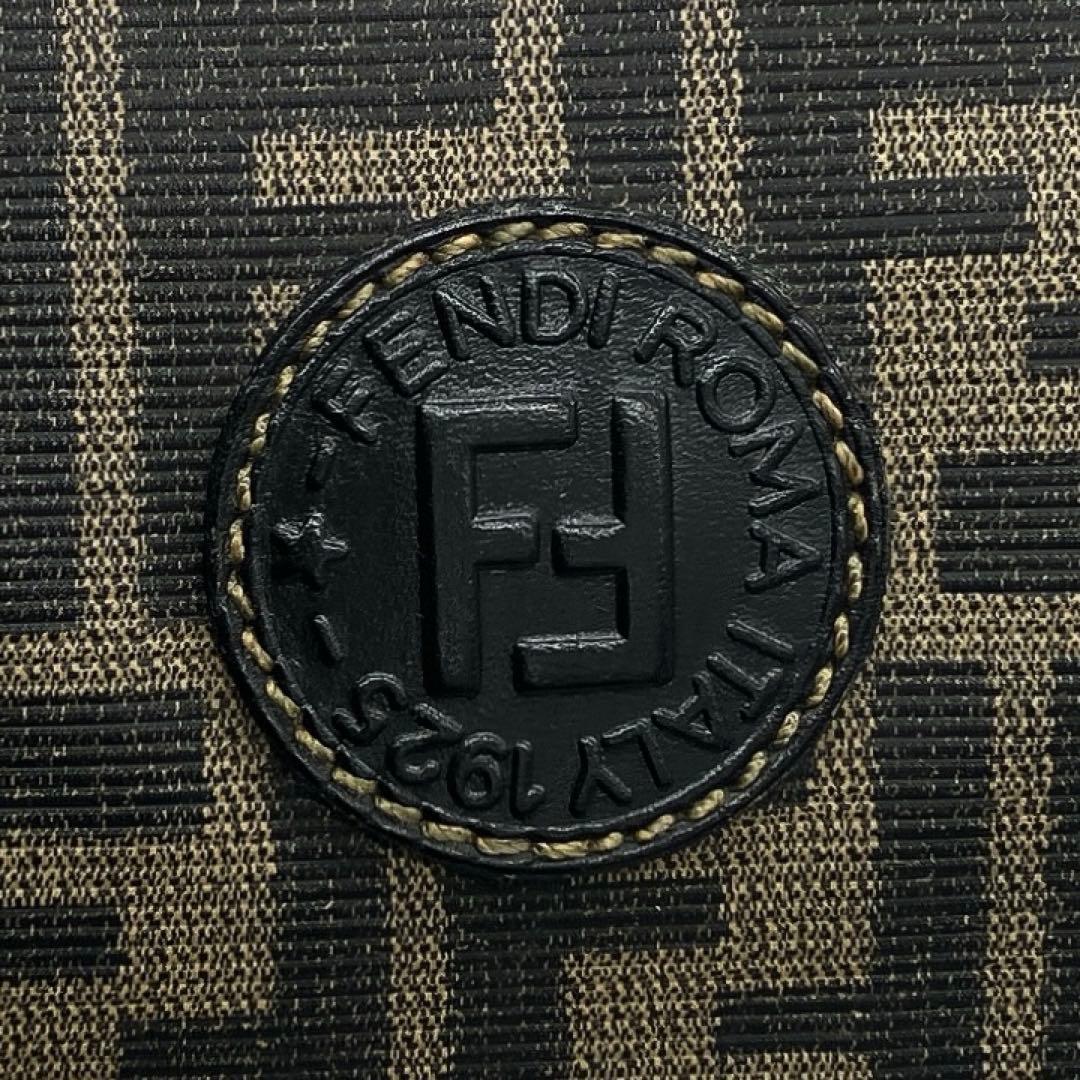 【FENDI】ボストンバッグ　ズッカ柄　ゴールド金具　PVC ブラウン　ブラック