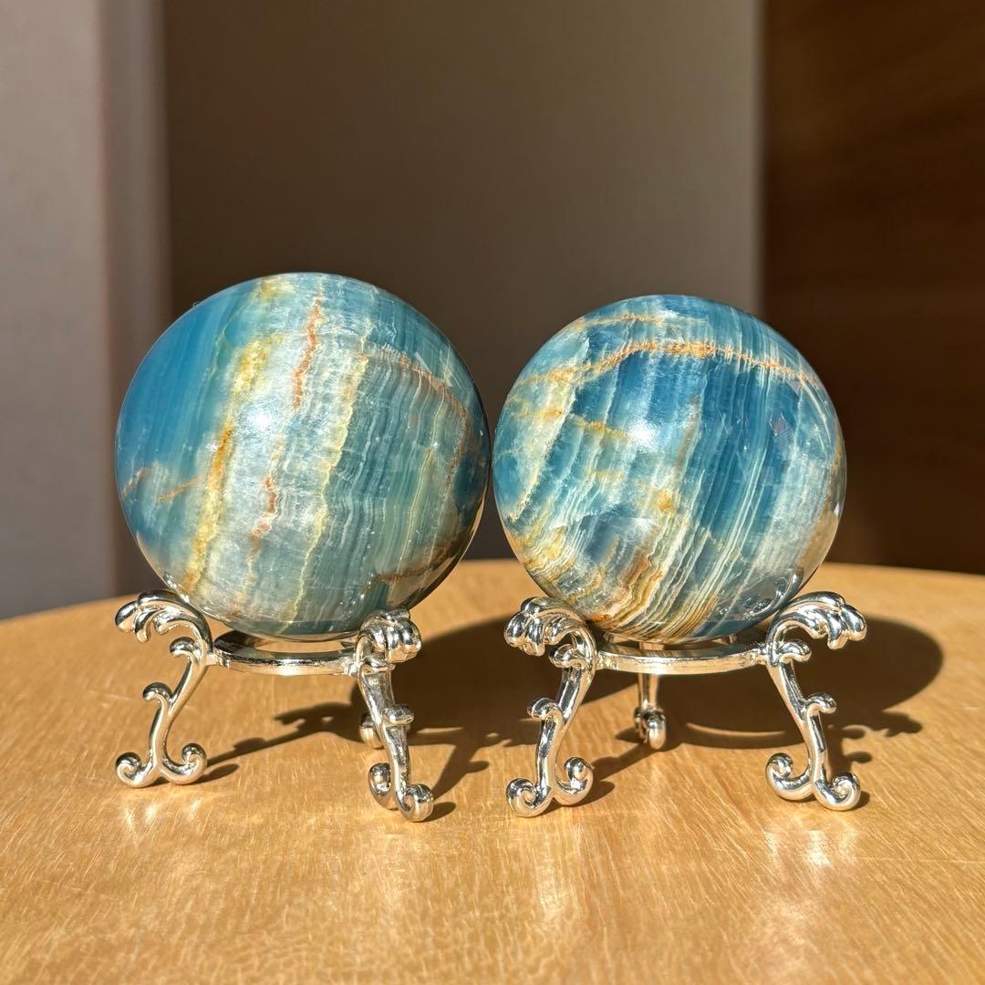 激レア　高品質レムリアンアクアティンカルサイト丸玉　アルゼンチン産　光沢感