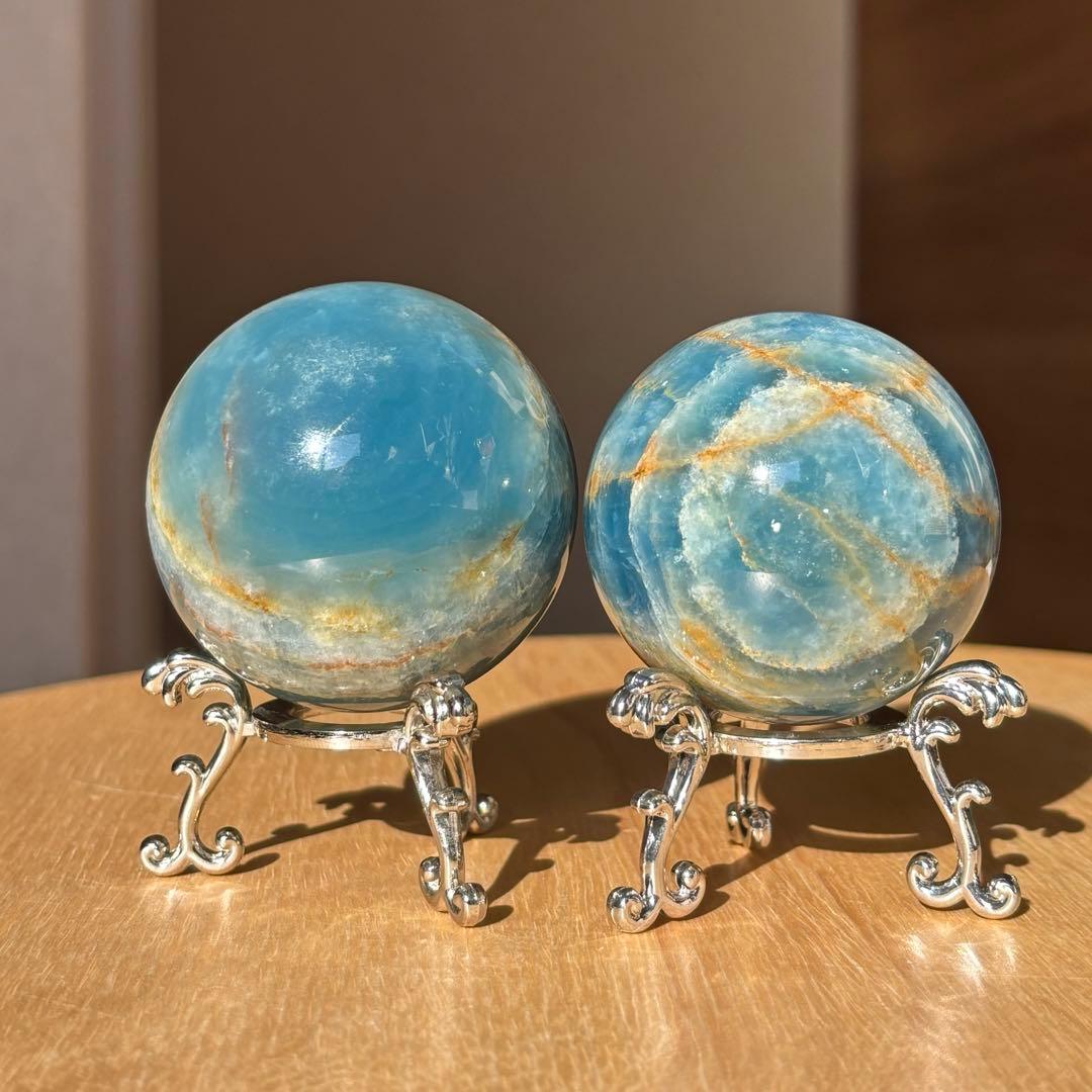 激レア　高品質レムリアンアクアティンカルサイト丸玉　アルゼンチン産　光沢感