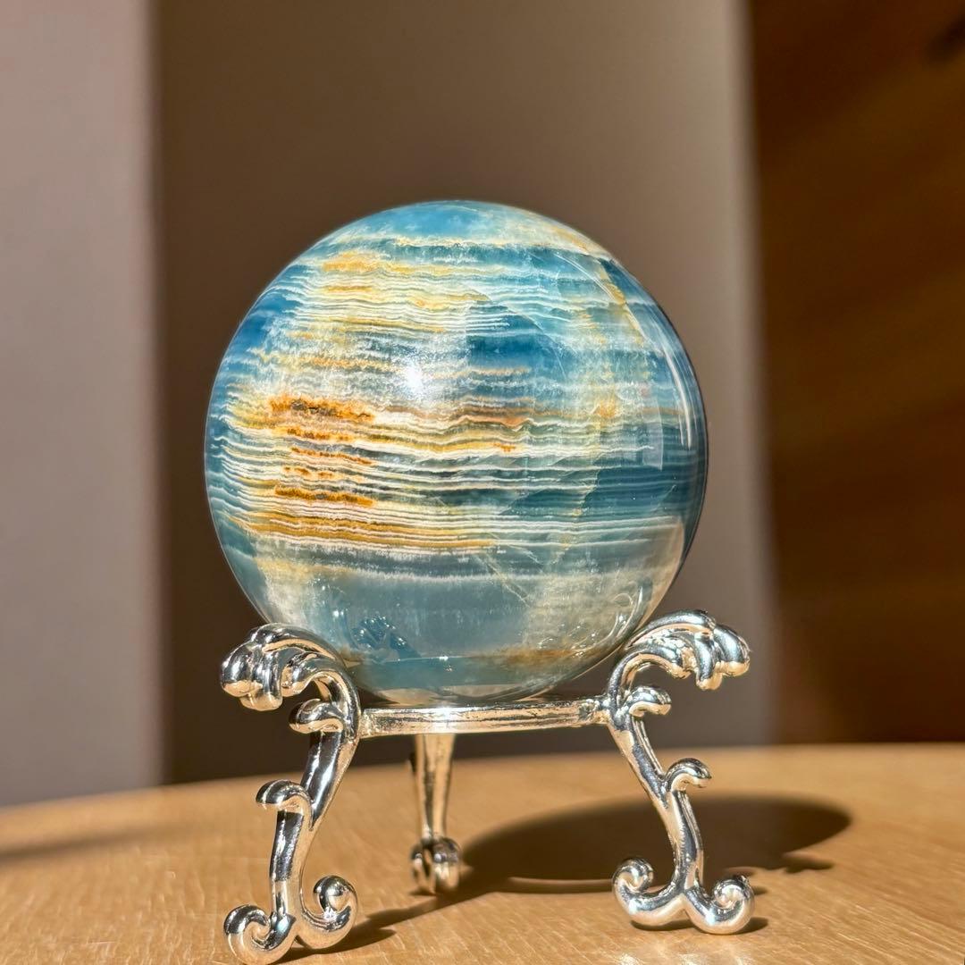 激レア　高品質レムリアンアクアティンカルサイト丸玉　アルゼンチン産　光沢感