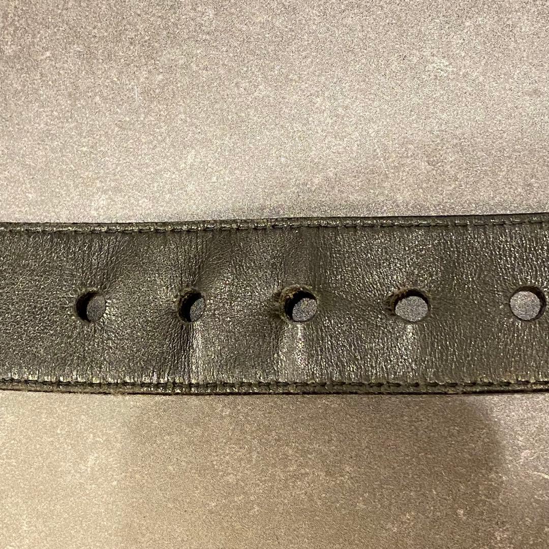 プラダ　PRADA　レザーベルト　シルバーバックル　黒　ブラック