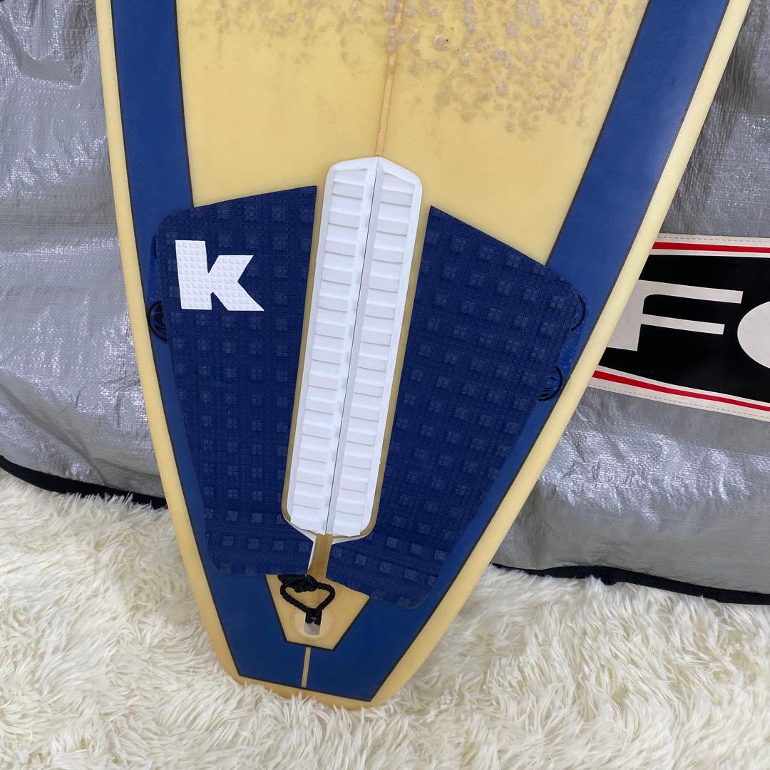 良品　サーフボード　ショートボード　クリーム　ブルー　ブラック　ケース付き