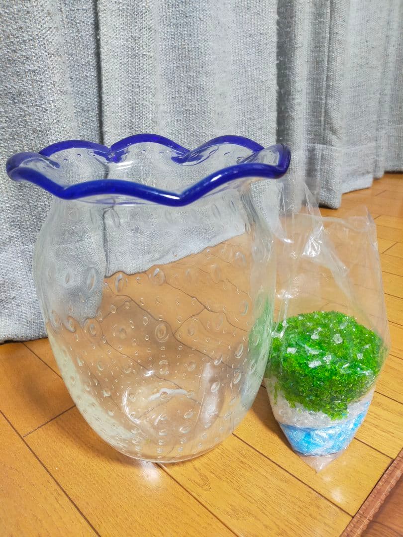 【2/20まで】【津軽びいどろ　大川薫】金魚鉢　レトロ　ガラス砂付き