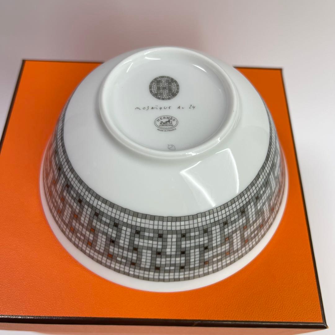 エルメス　ライスボウル 〈モザイク 24〉 プラチナ 2客セット　新品未使用品