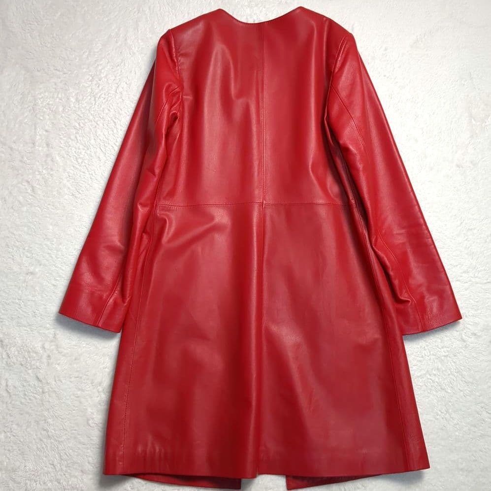 美品✨ラムレザーレザーコート　イタリア製ラムレザー　レッド　Sサイズ