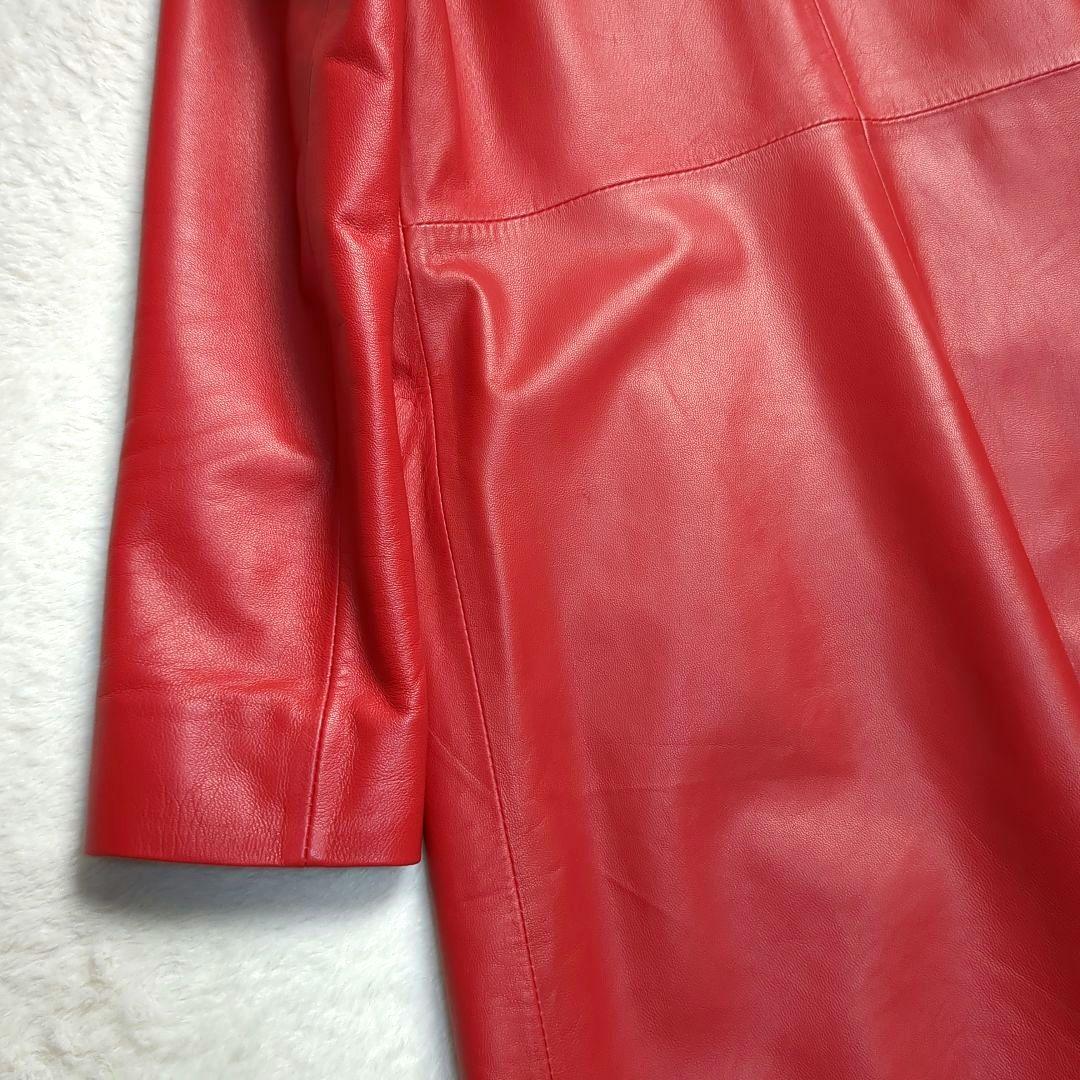 美品✨ラムレザーレザーコート　イタリア製ラムレザー　レッド　Sサイズ
