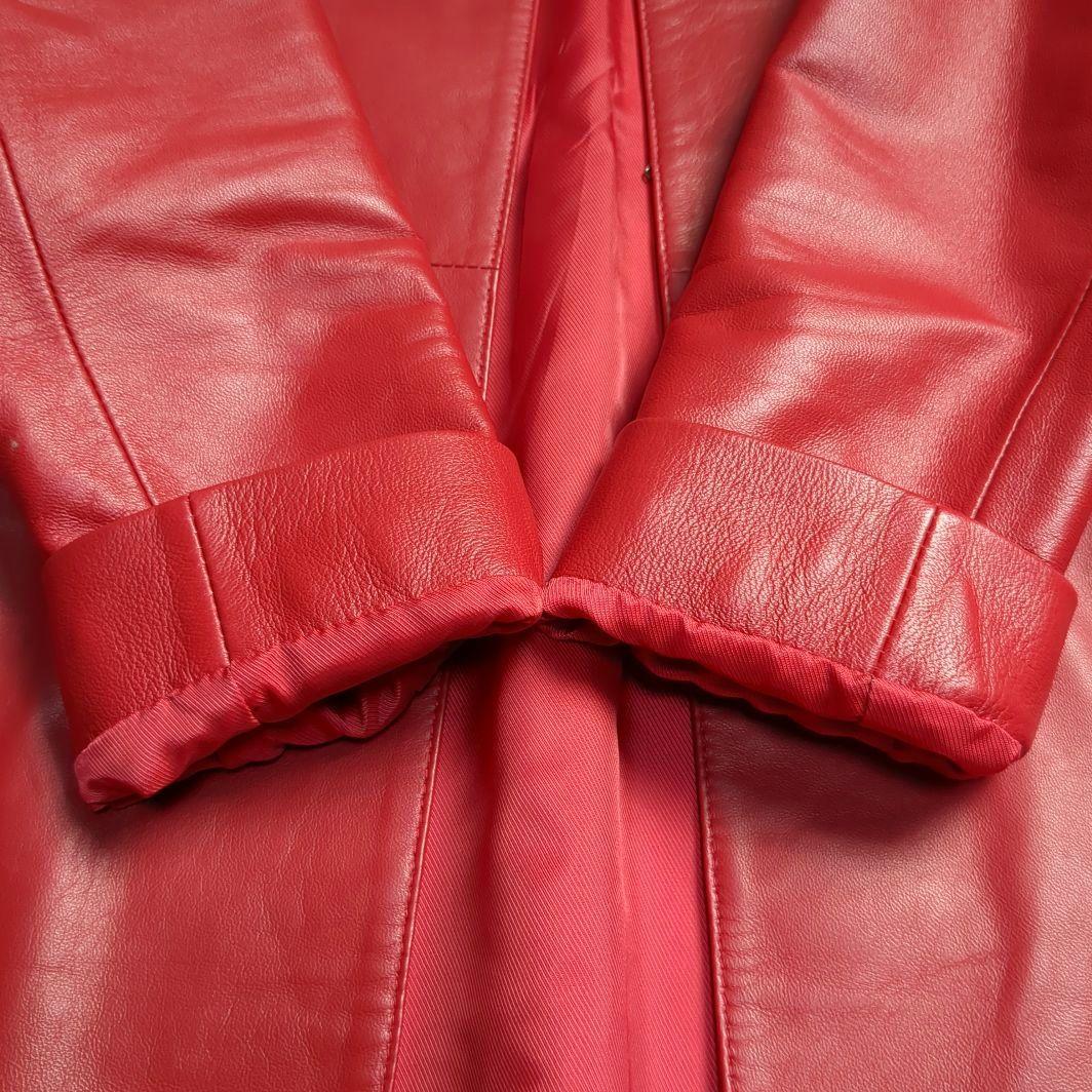 美品✨ラムレザーレザーコート　イタリア製ラムレザー　レッド　Sサイズ