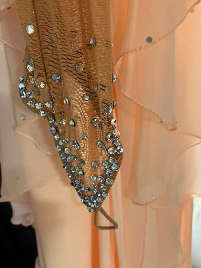 社交ダンスドレス　Mサイズ　ピーチオレンジカラー