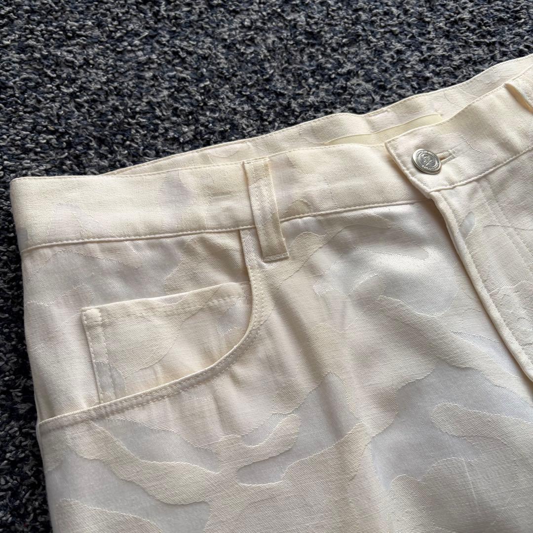 マークアンドロナ　総柄　カモフラ柄　ストレッチ　パンツ　ゴルフウェア　白　M