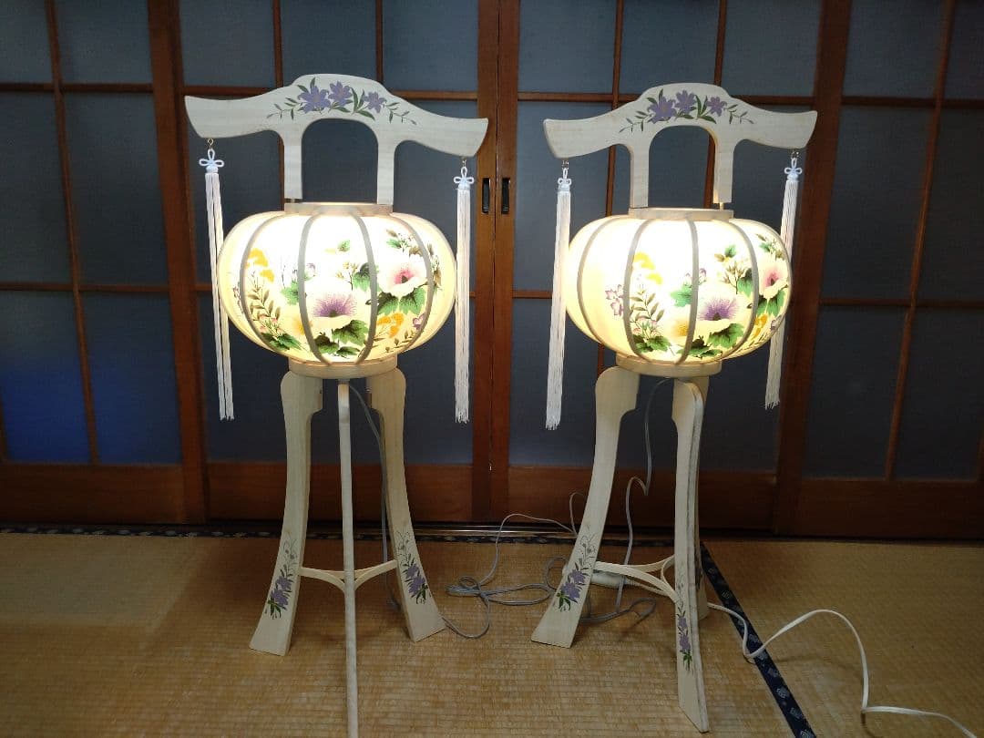 【箱付・美品】木製灯ろう　彩(あやか)１号　一対(２基)　桐素材