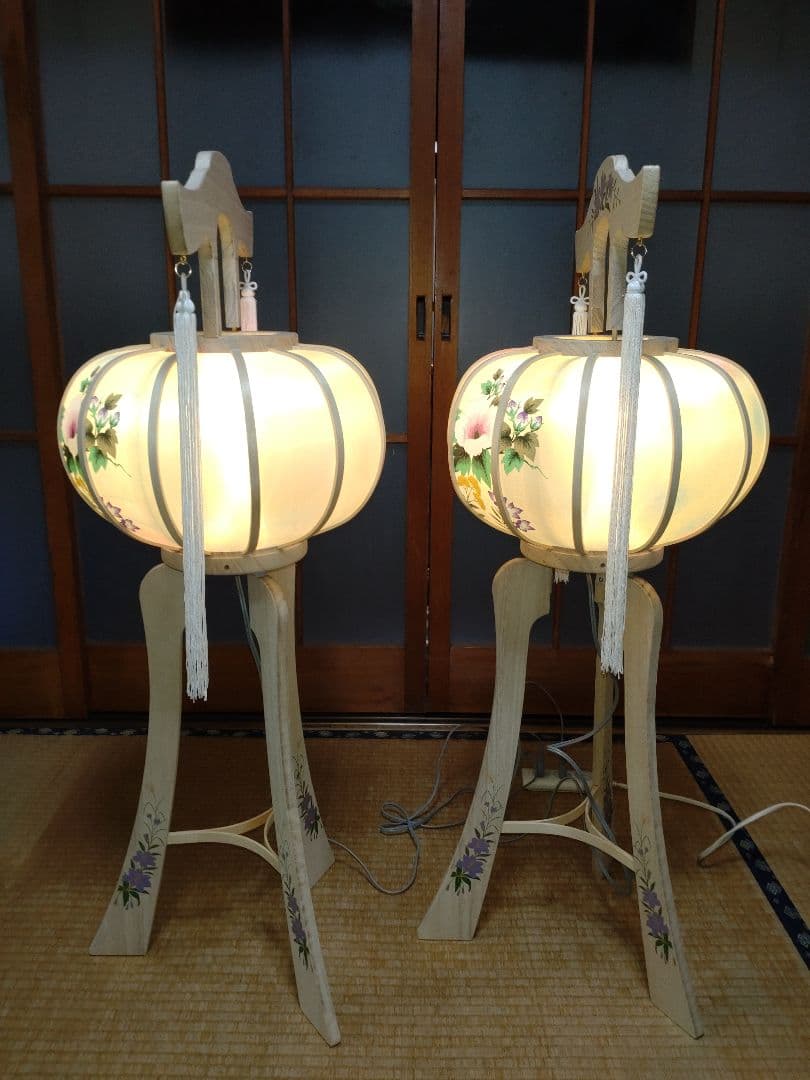 【箱付・美品】木製灯ろう　彩(あやか)１号　一対(２基)　桐素材