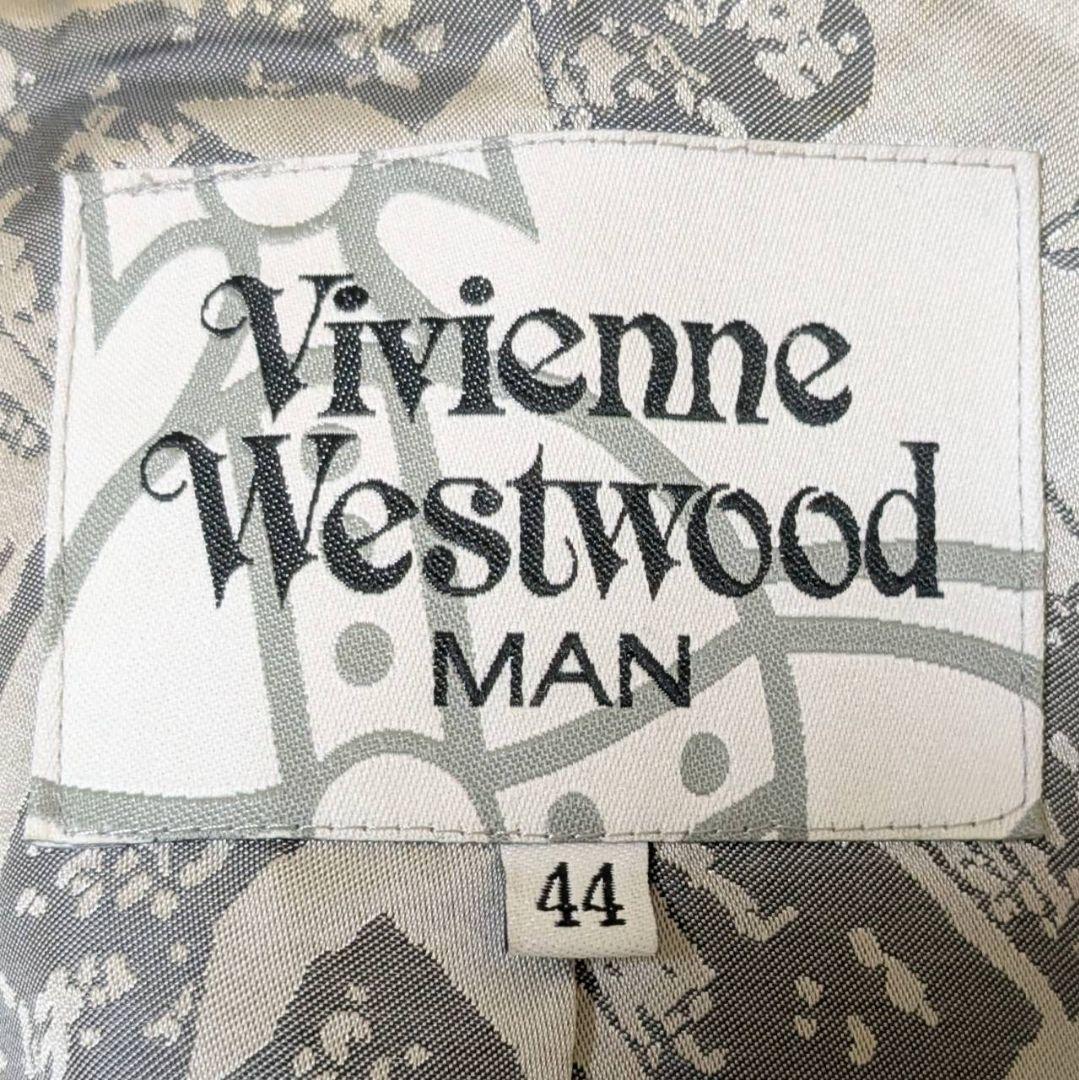 ヴィヴィアンウエストウッドマン 裏地オーブ総柄 トレンチコート ネイビー S