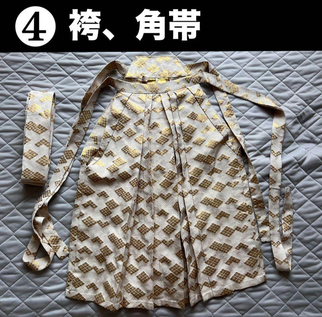 七五三 5才 男の子 着物 羽織 袴 フルセット 鷹 金 緑