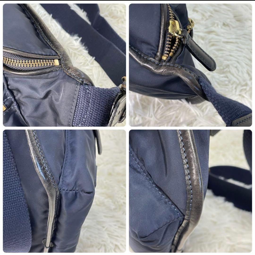 美品 フェリージ Felisi ボディバッグ ウエストポーチ ウエストバッグ 紺