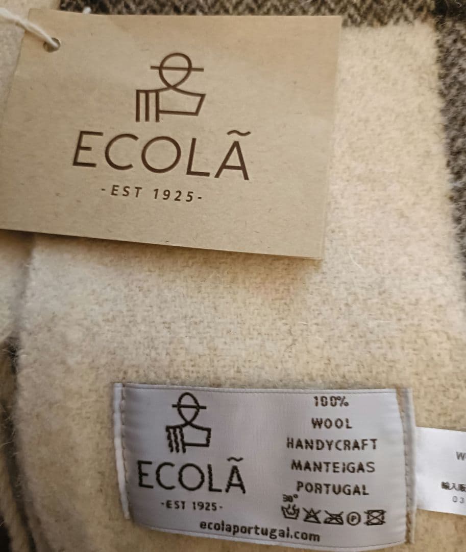【タグ付き未使用品】ECOLÃ 100%ウール ブランケット　スローM