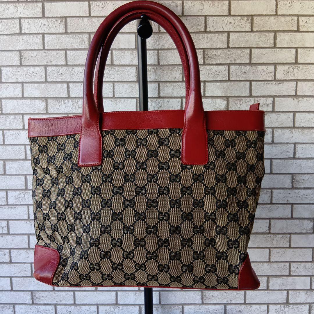 GUCCI グッチトートバッグ ベージュ/レッド