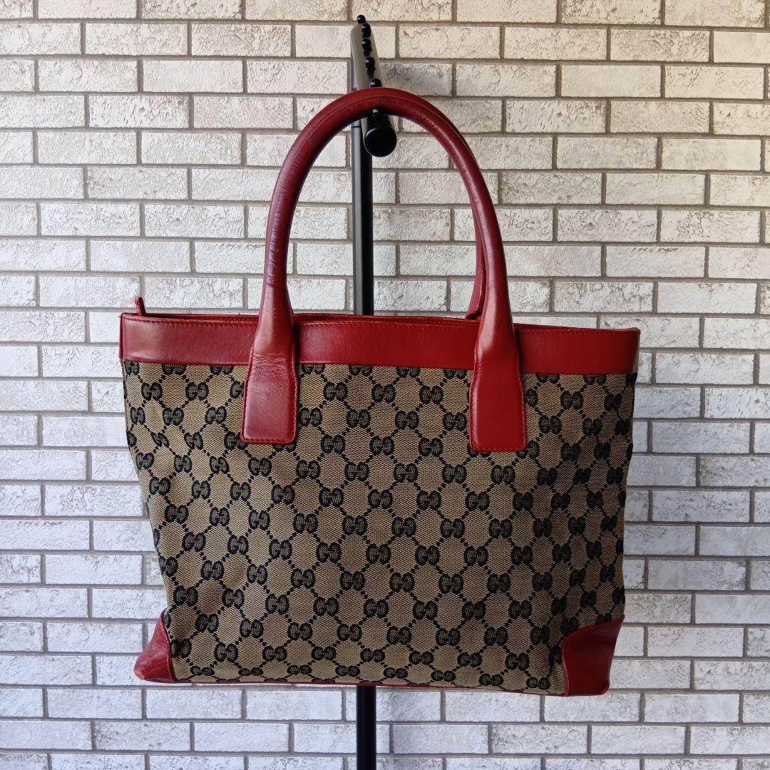 GUCCI グッチトートバッグ ベージュ/レッド