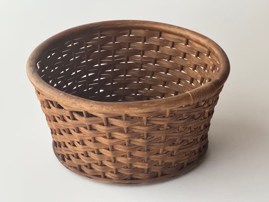 民藝 古道具 カゴ 丸型 バスケット