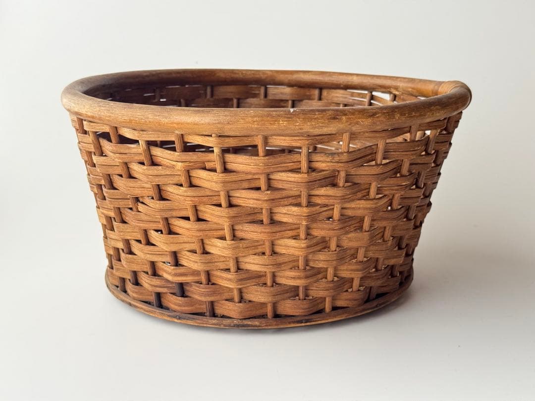 民藝 古道具 カゴ 丸型 バスケット