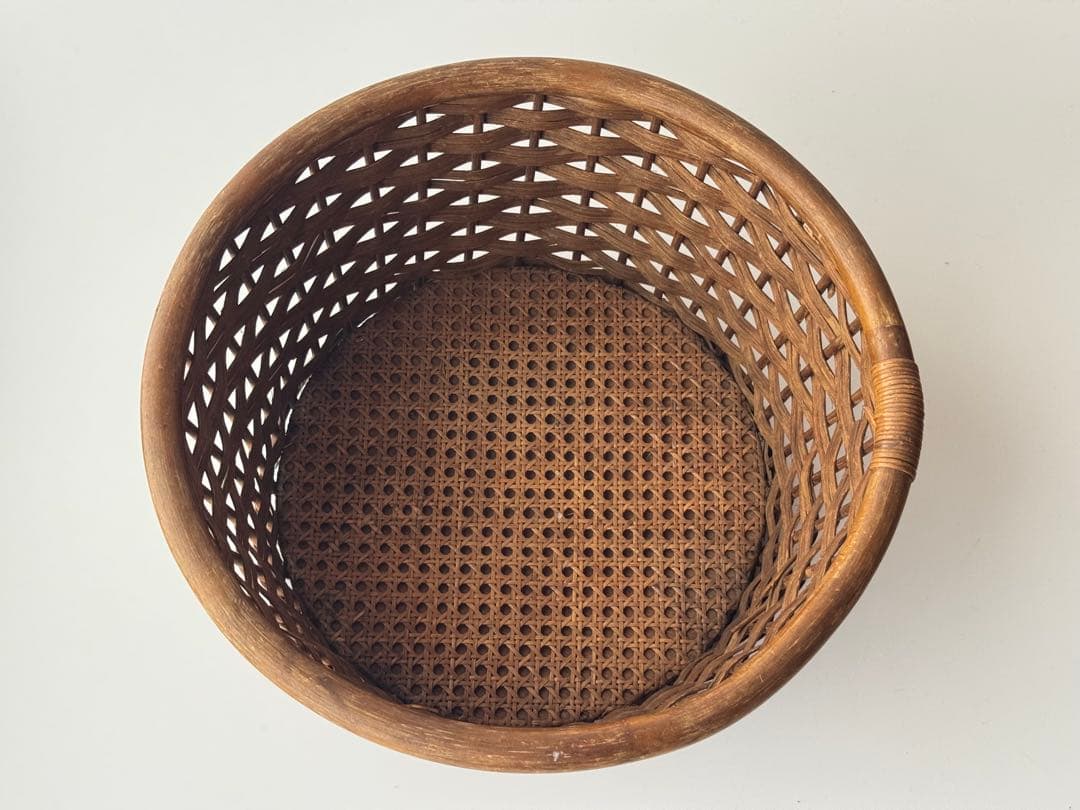 民藝 古道具 カゴ 丸型 バスケット