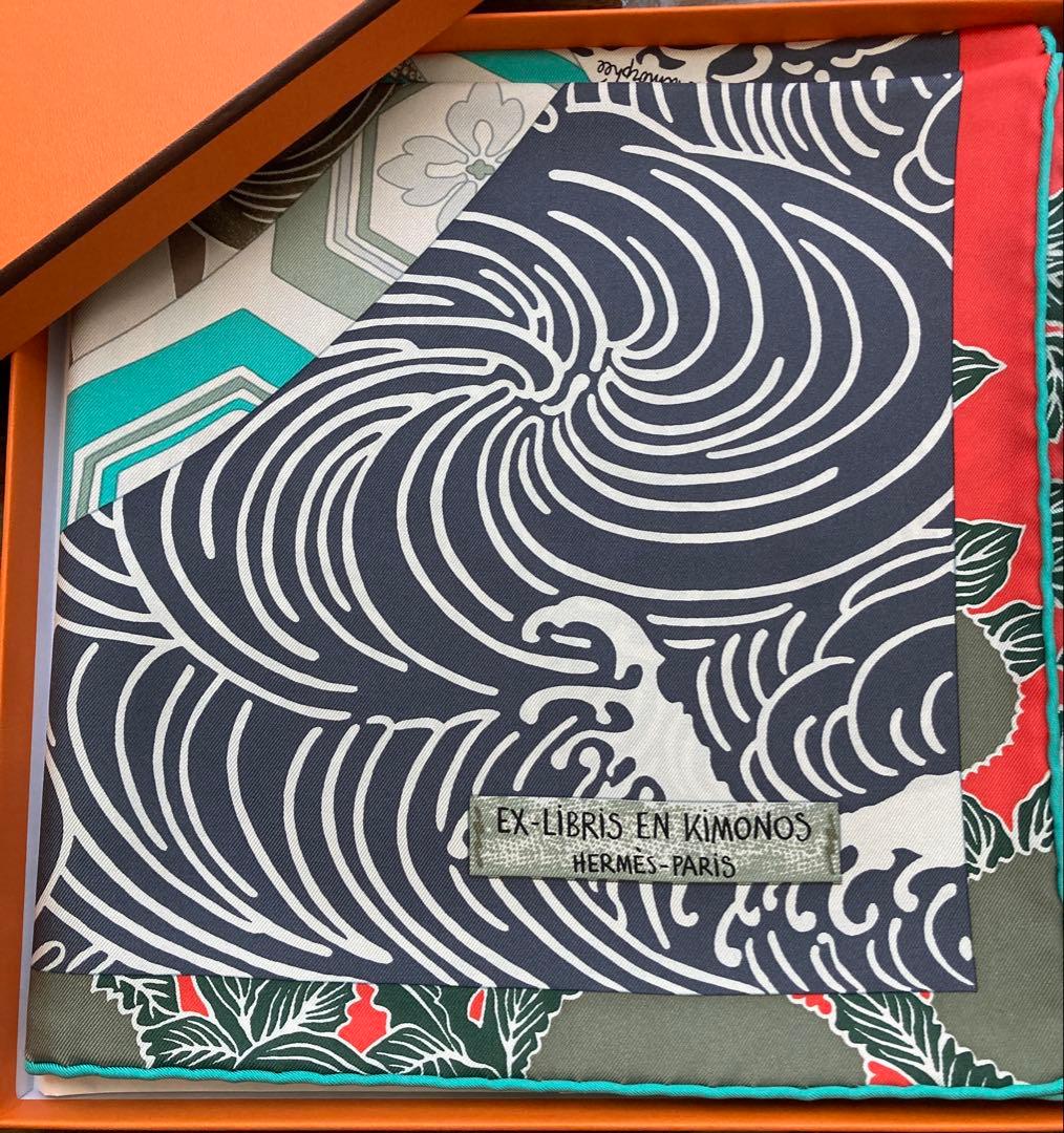 HERMES エルメス　スカーフ　カレ90 キモノ・エクスリブリス