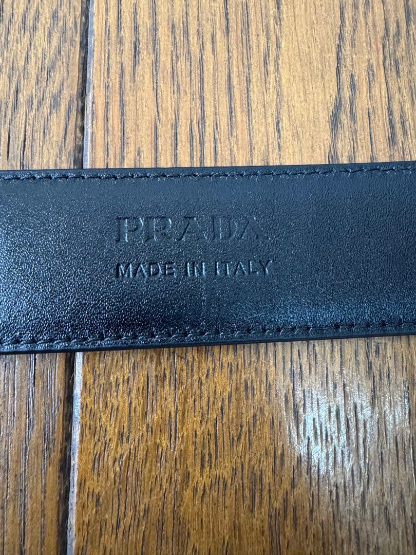【未使用品】 PRADA メンズ レザーベルト ブラック サイズ80