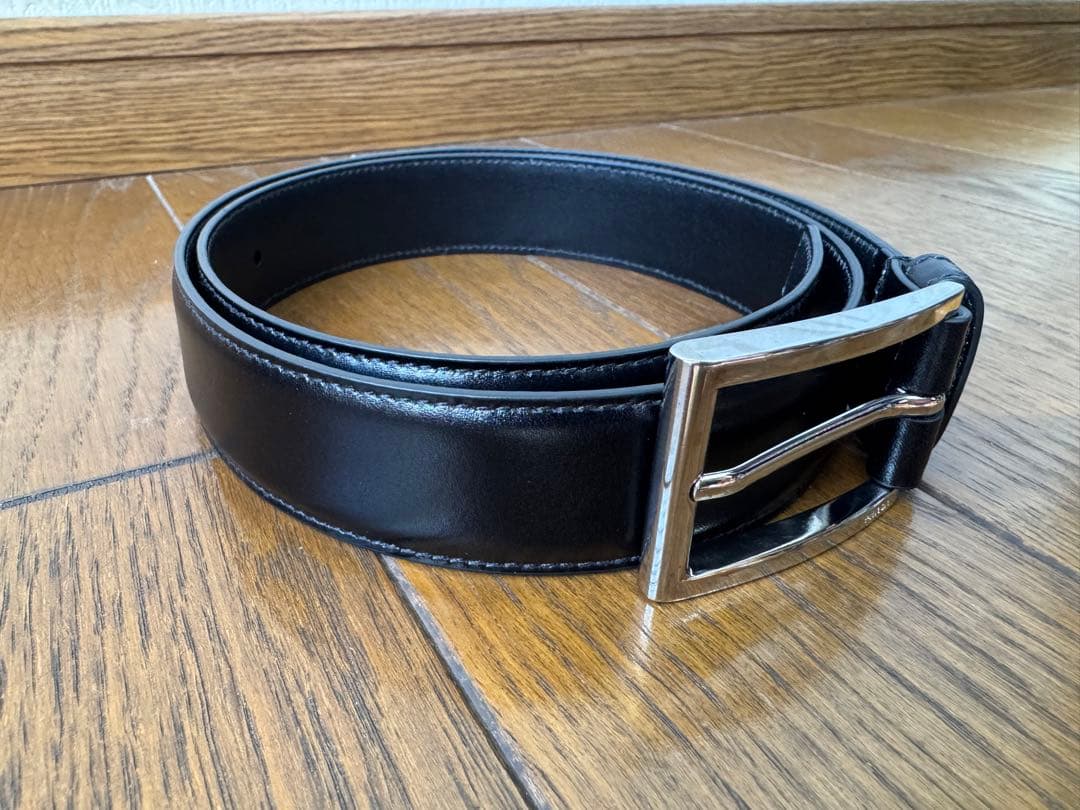 【未使用品】 PRADA メンズ レザーベルト ブラック サイズ80