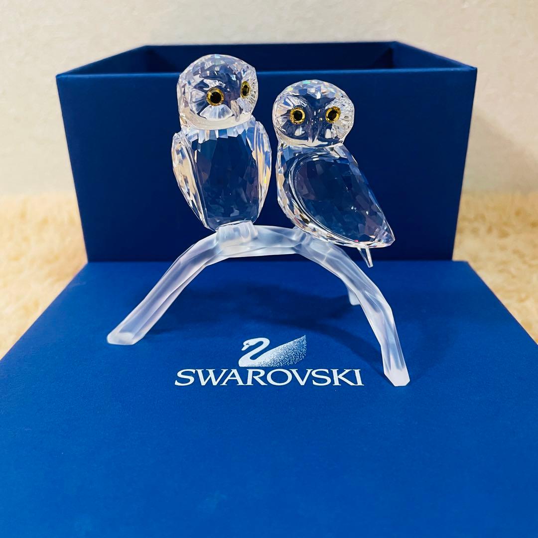 スワロフスキー/廃盤　フクロウ2羽