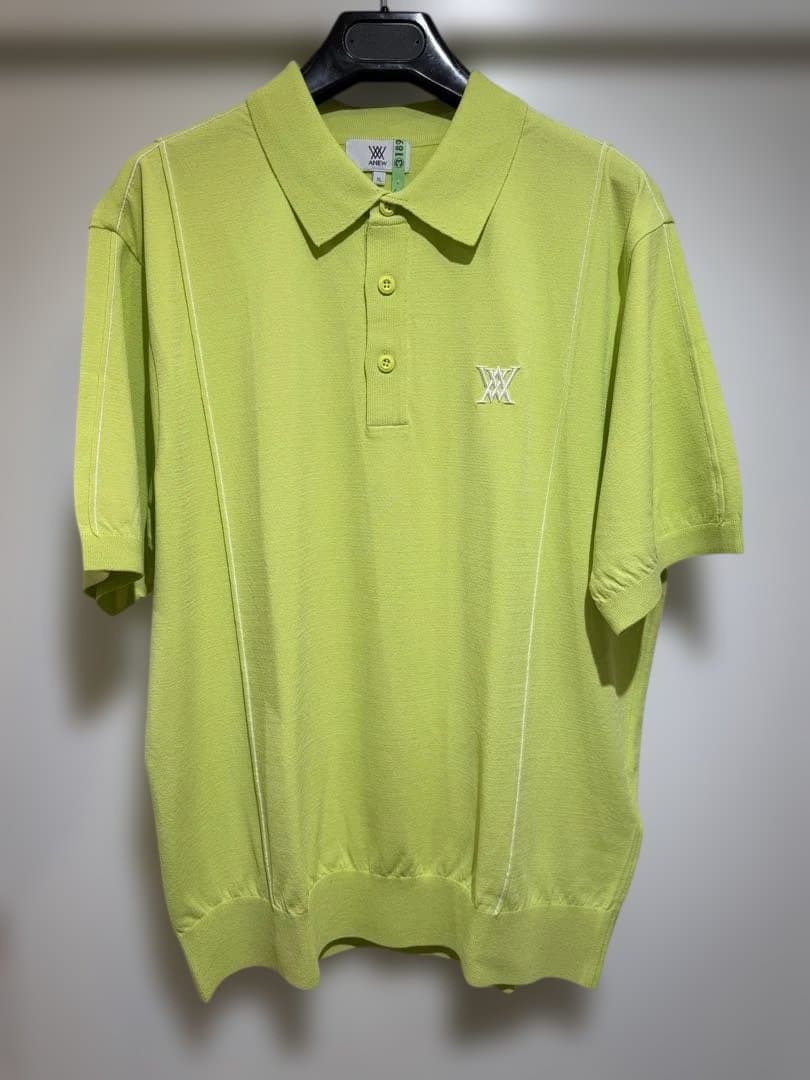 美USED ANEW GOLF メンズ ニットポロ イエロー アニューゴルフ