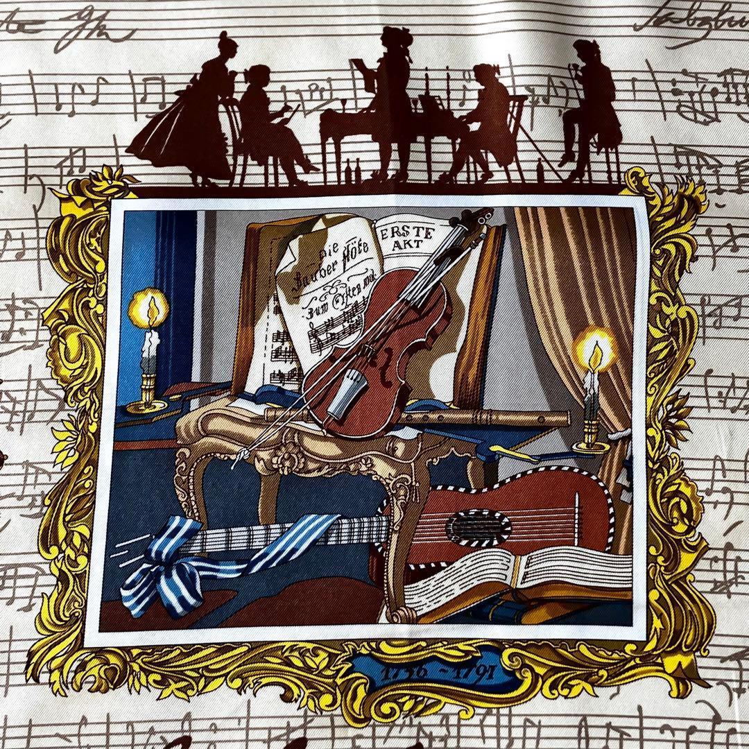 ★美品★エルメス　カレ90 ザルツブルグにて　スカーフ　シルク　バイオリン　音楽