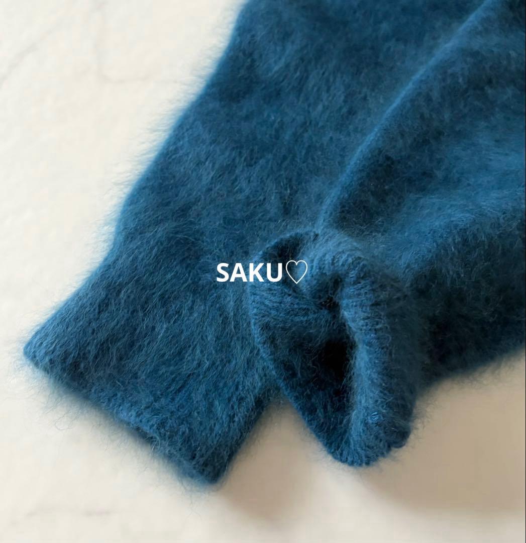 定価22330円 SHIPS ふわふわ ヘアリークルーネックニット ブルー