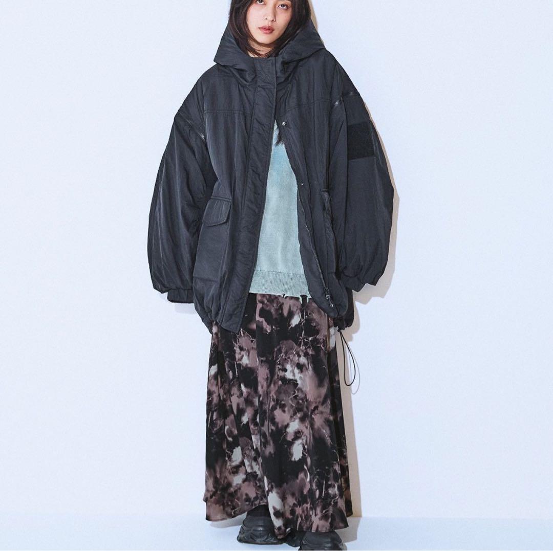 【タグ付き新品】ジーナシス★ソデ2WAYモンスターパーカーコート　ブラック　F