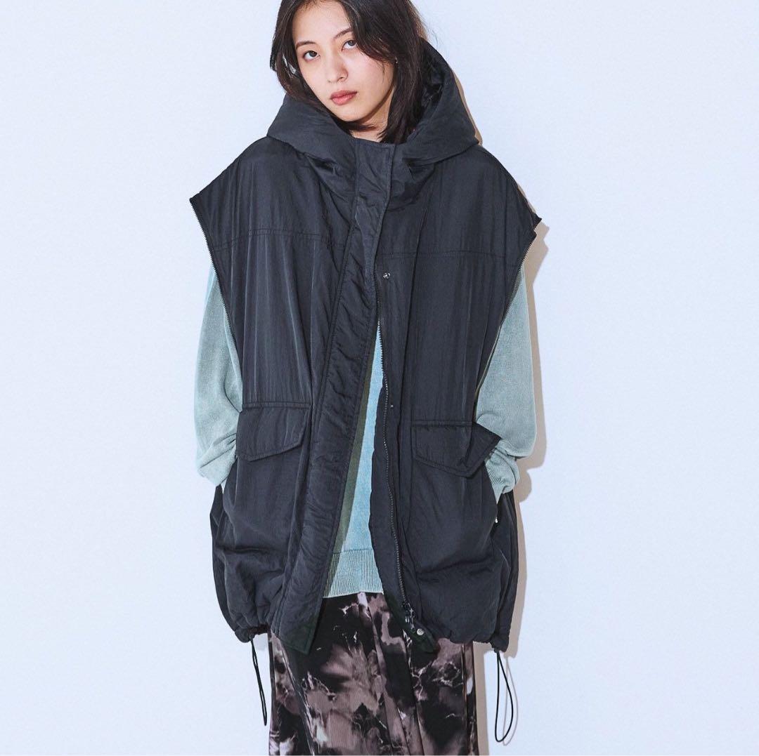 【タグ付き新品】ジーナシス★ソデ2WAYモンスターパーカーコート　ブラック　F