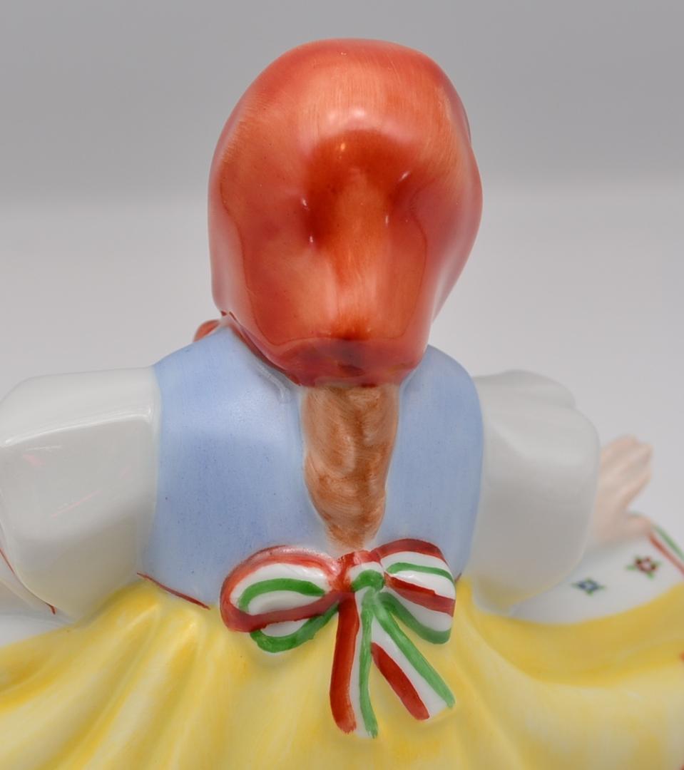 カエルに驚く少女　★ヘレンド　フィギュリン　ハンガリー　ヴィンテージ　美品