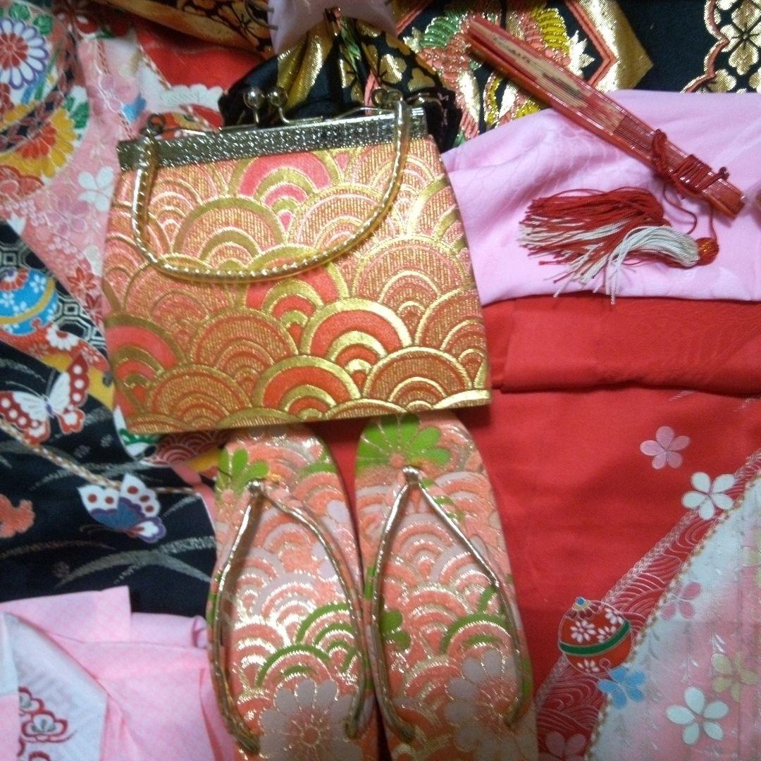 艶やか【七五三7歳～ハーフ成人式用】赤色振袖フルセット