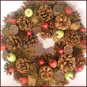 松かさ 赤リンゴ＆青りんご ブラウンリース