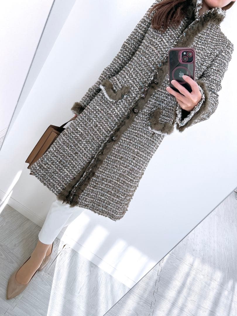 【美品✨】定価20万❤️エポカ✨サイズ40✨ラビットファー✨ロングコート✨日本製