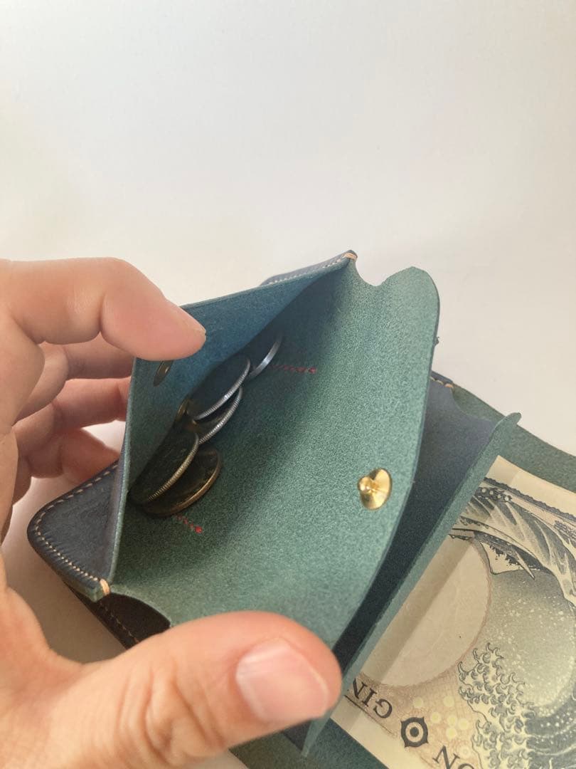 ロロマレザー本革 ミニ財布 コンパクトウォレット 手縫い エイジング