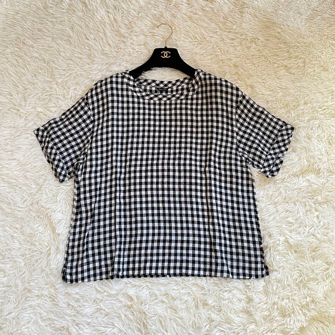 R&D.M.Co- オールドマンズテーラー 半袖 ブラウス リネン チェック