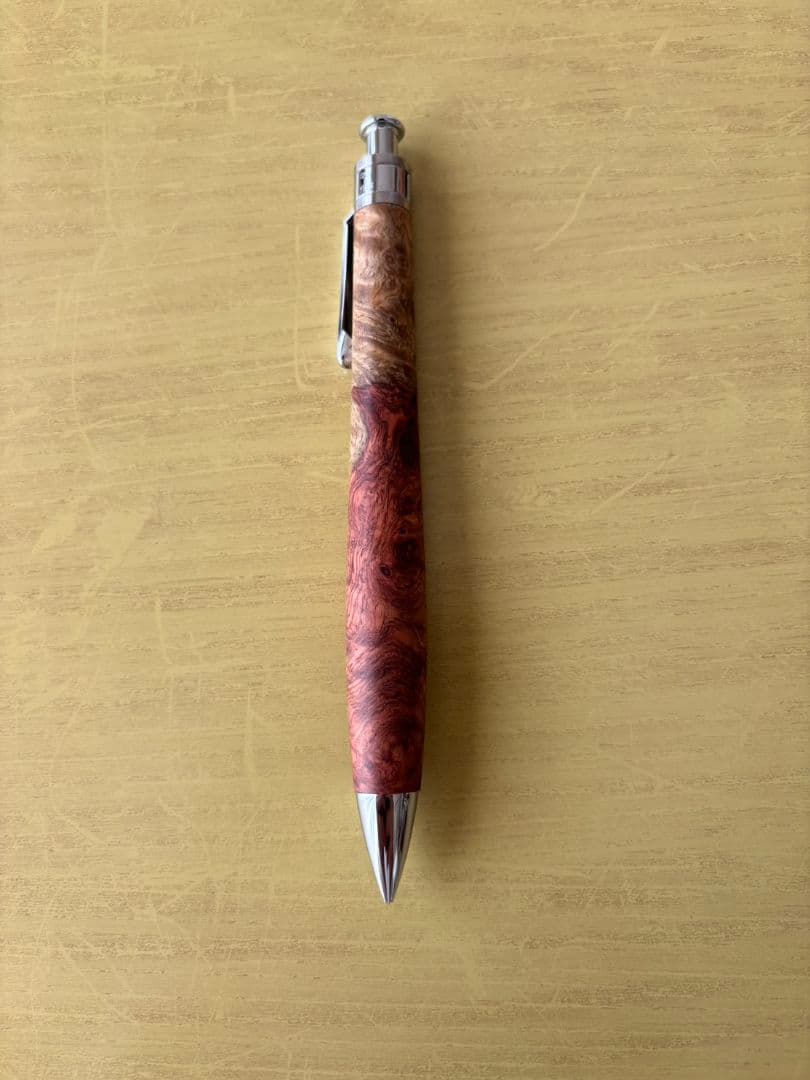 工房楔　シャーペン　花梨紅白こぶ杢　0.5mm　アルミタイプ