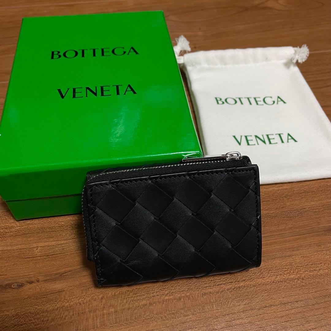 未使用展示品　BOTTEGA VENETA 三つ折り　財布　ブラック