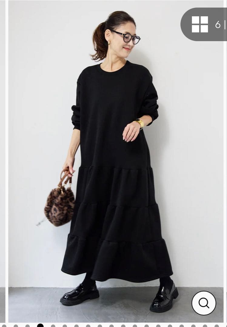 ティアードスウェットワンピース (グレー/ブラック)2点セット