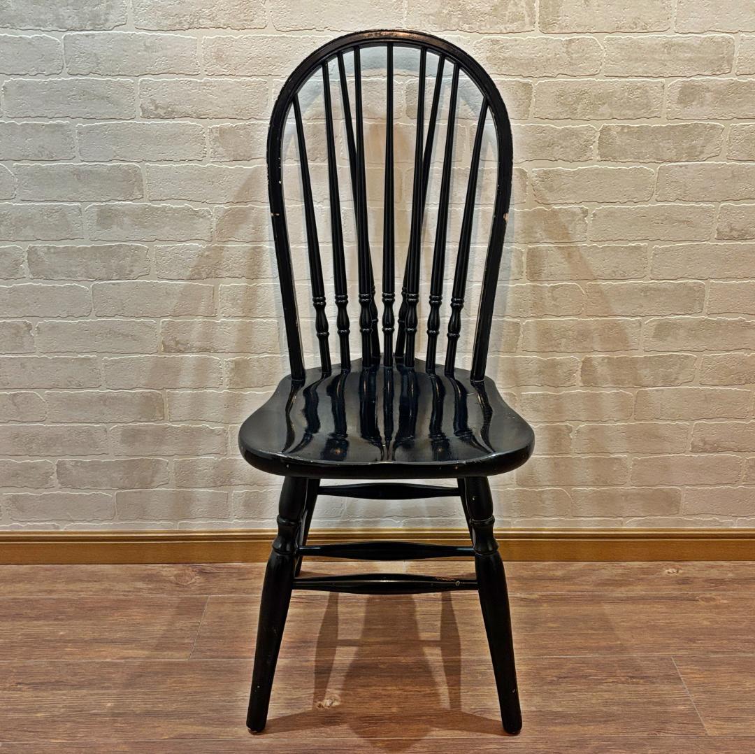 秋田木工 アンティーク レトロ ブラック スピンドルバック ウィンザーチェア②