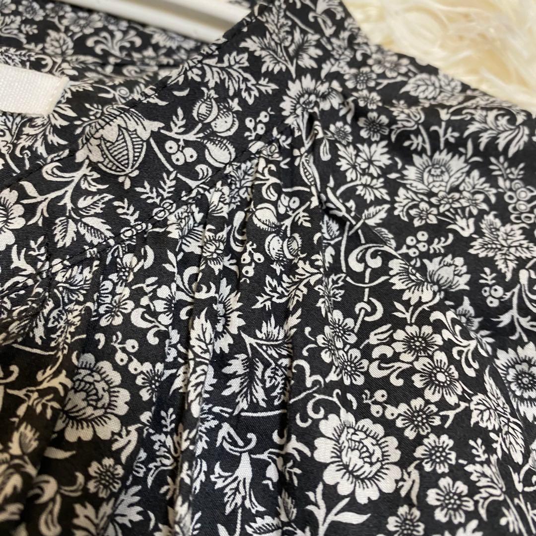 北欧暮らしの道具店 リバティプリント オールインワン ブラック ホワイト S