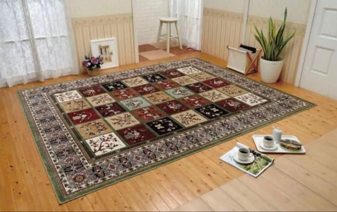 ベルギー製 多色織シルクタッチカーペット135 x 200