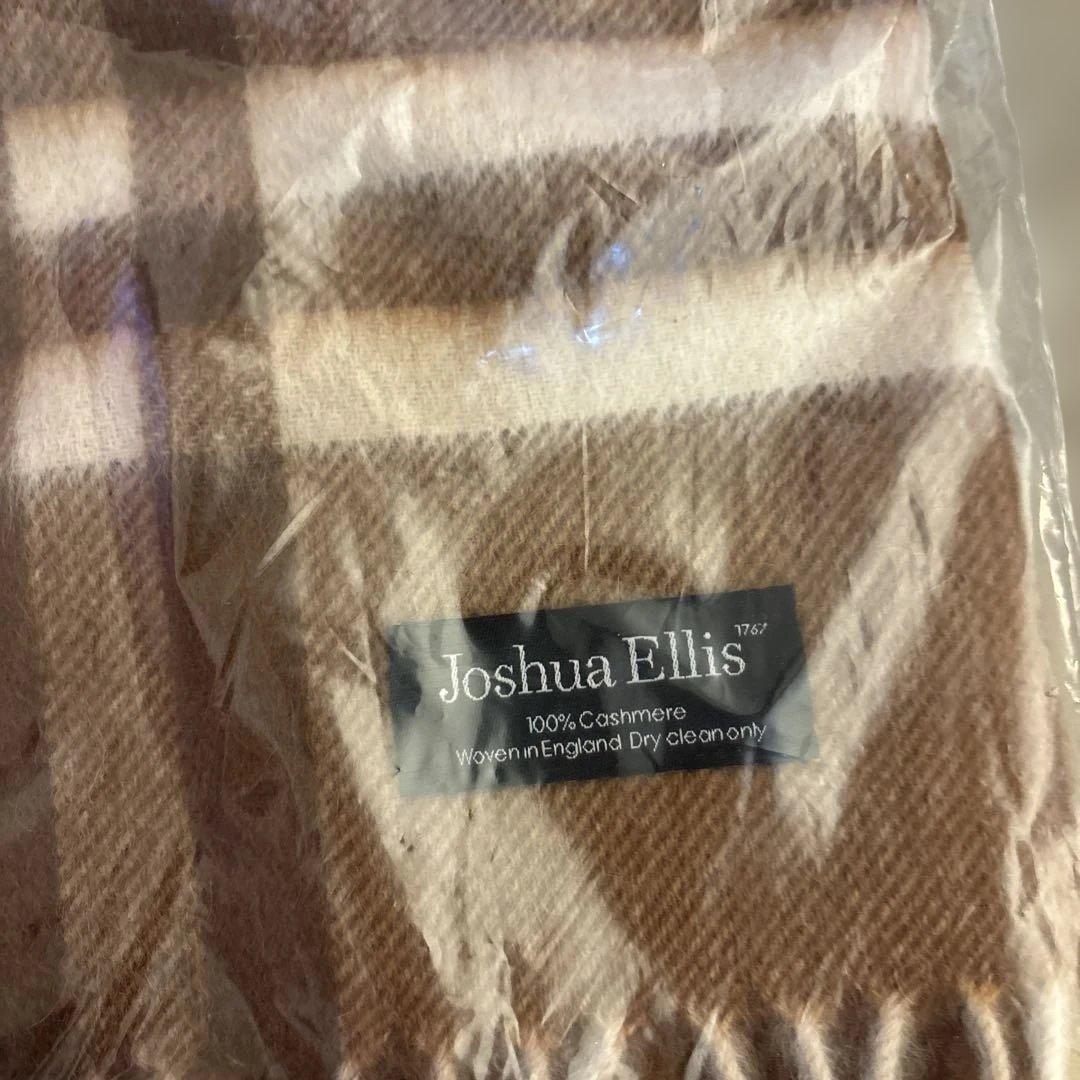 Joshua Ellis 100%カシミヤ ストール イエロー×ブラウン