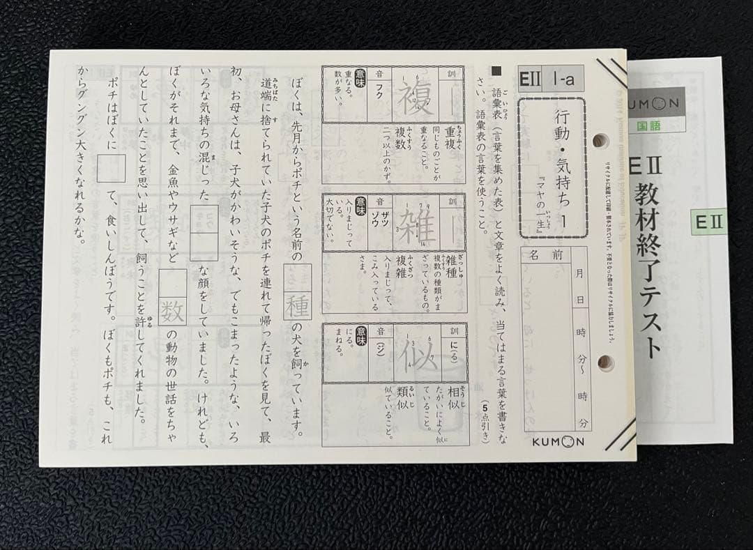 公文　国語EⅡ 1〜200 テスト　セット