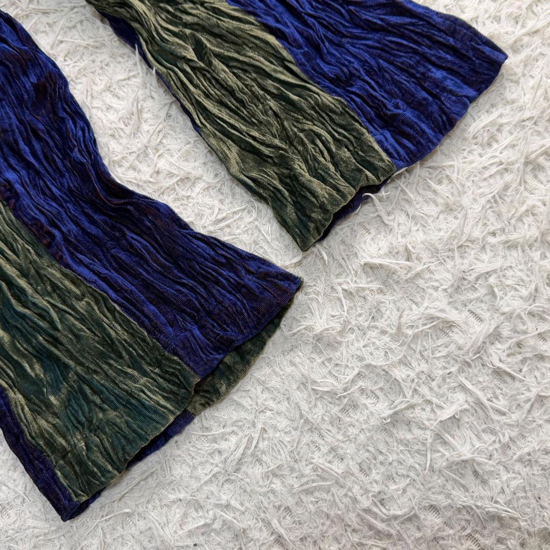 17299✨イッセイミヤケ ベルベット シワ加工 ストライプ セットアップ M