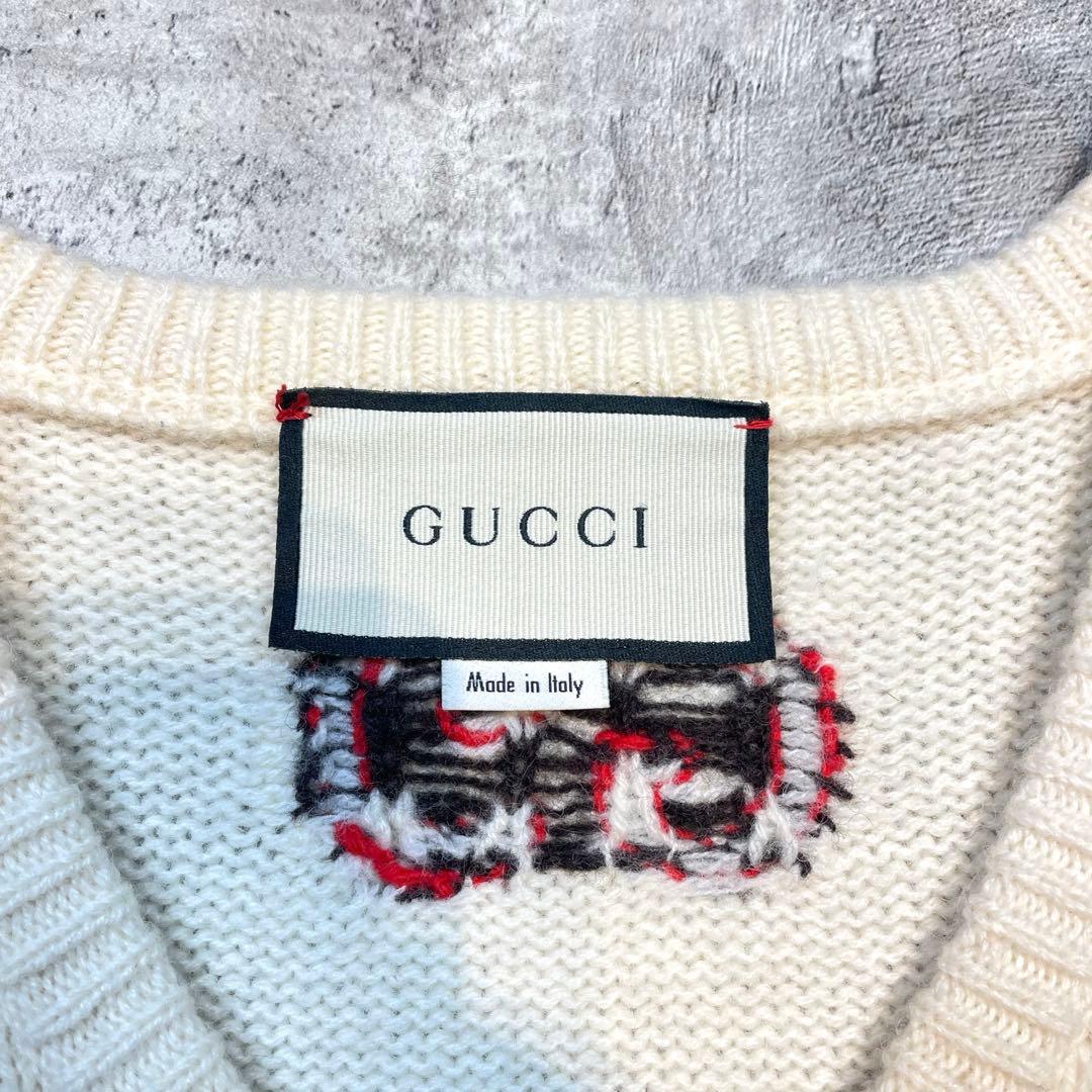 GUCCIグッチ Vネック ケーブルニット セーターレディース