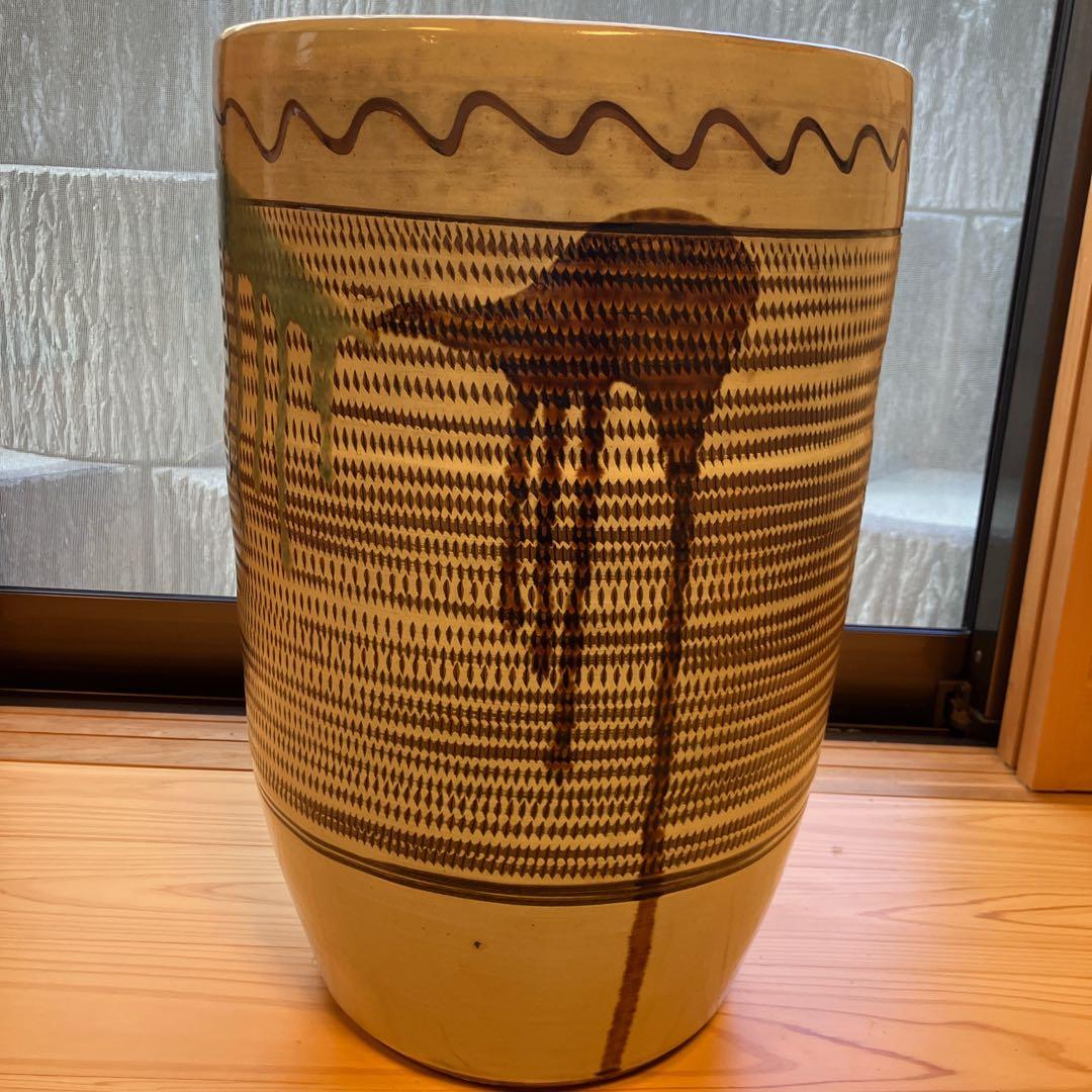 小鹿田焼　飛びカンナ　傘立て　睡蓮鉢　メダカ鉢　小石原焼